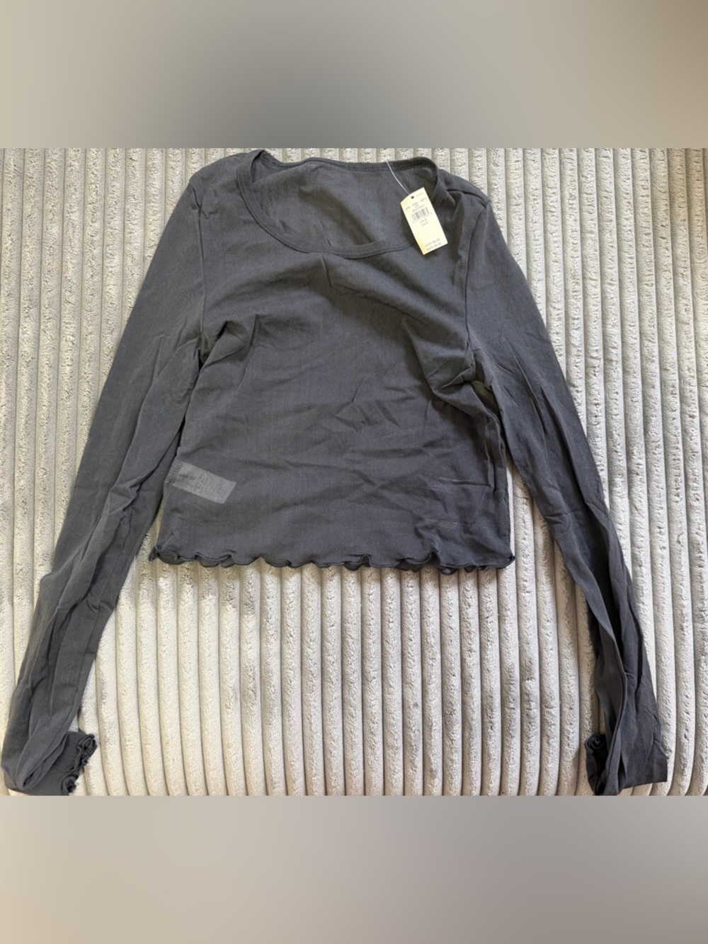 American eagle Women's Long-Sleeve Scoop Neck Top in Dark Gray